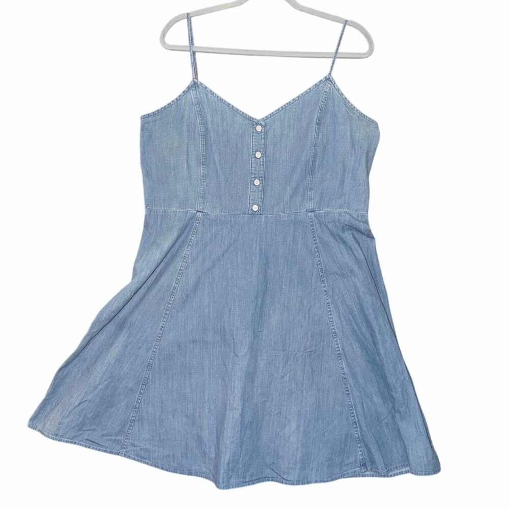 Gap denim blue jean summer dress spaghetti straps XL 100% cotton coastal western